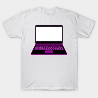 realistic laptop vector illustration in black and purple color T-Shirt